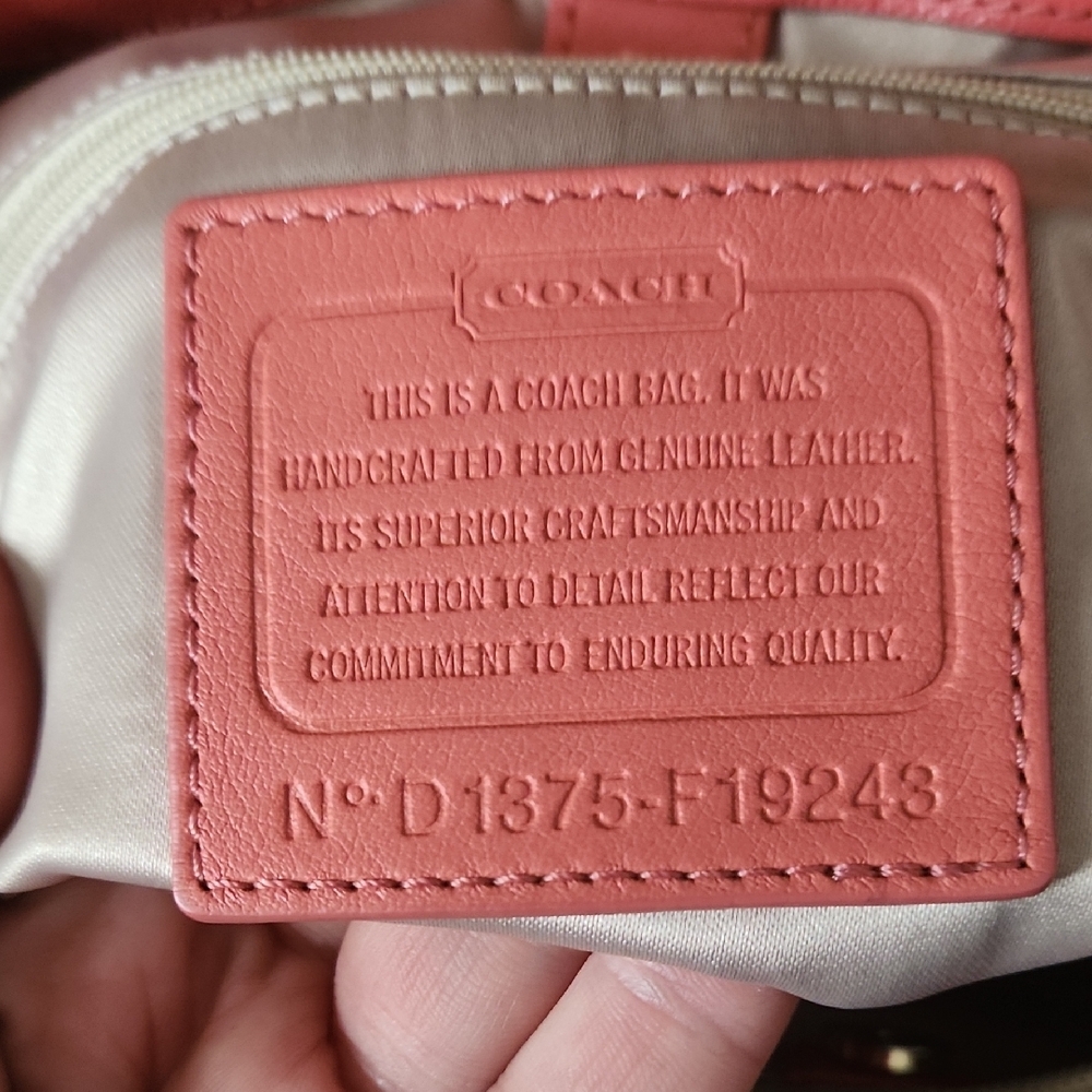 Coach Coral Leather Tote Bag - Picture 6 of 13